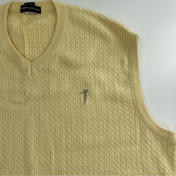 Yellow V-Neck Cotton Cable‎ Knit 1990’s Style Golf Vest - Picture 3 of 8